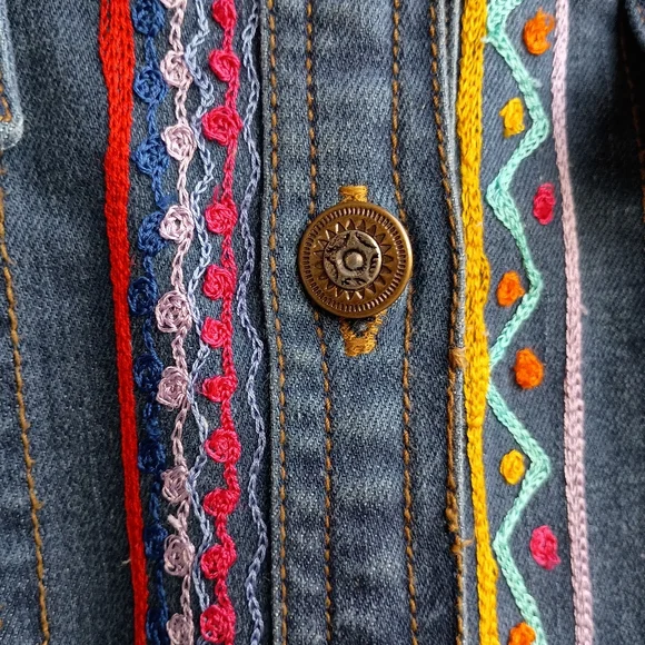 Vintage Collection Colorful Embroidered Denim Shirt Dress W/Pockets_XL - Picture 3 of 7